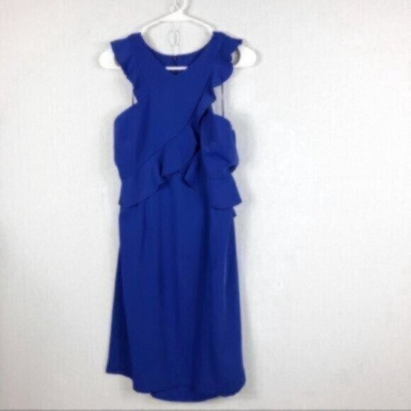 NWT Trina Turk Bluish Purple Ruffle Sleeveless Summer Dress 10 - Picture 3 of 6